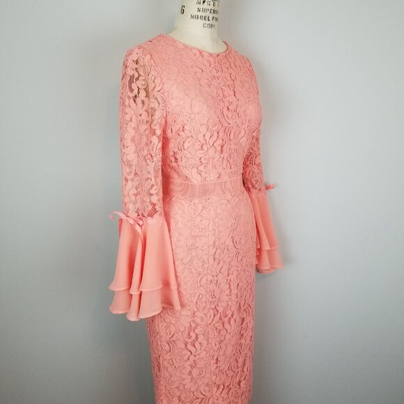 Gorgeous Peach Corded Lace Wiggle Cocktail Dress by Eva Mendes Women's Size 4 - Picture 9 of 10